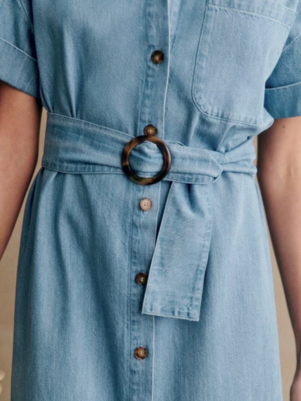 Sezane Dora Dress Denim Blue Midi Size 40 US 8 - Picture 8 of 8